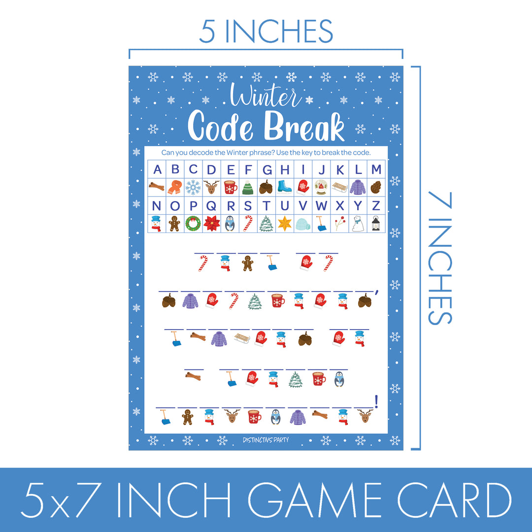 Winter Games: Blue Snowflakes - Picture Hunt, Code Break, Connect Dots, Maze - 4 Game Bundle for 25 Kids