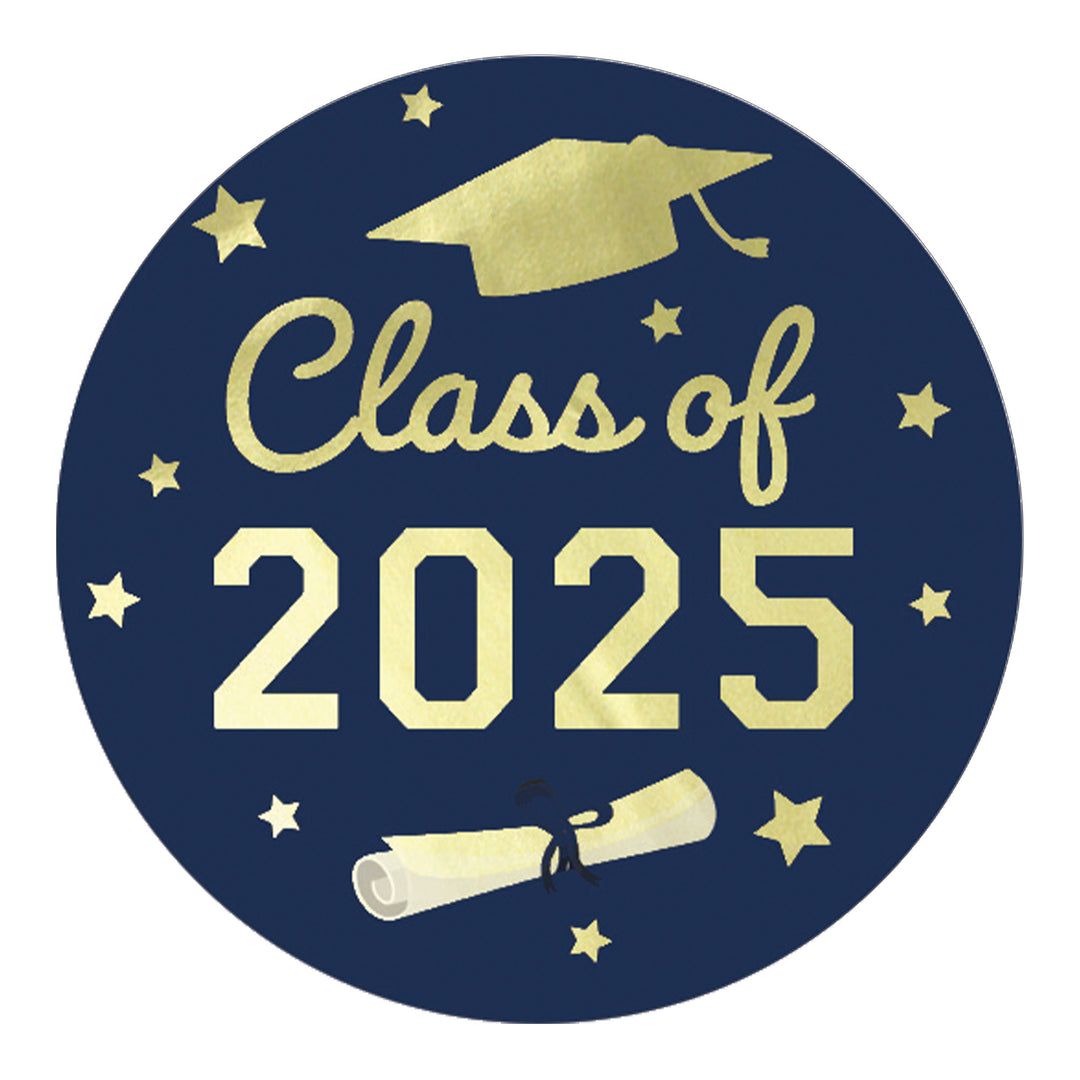 Graduation Class of 2025: Graduation Party Favors Circle Stickers for Envelopes, Bag Seals - 17 School Colors - 40 Stickers