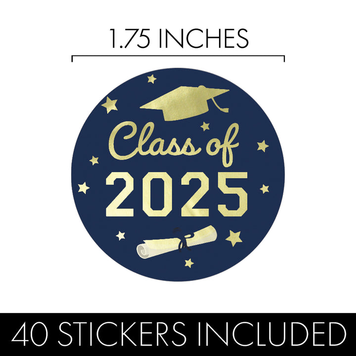 Graduation Class of 2025: Graduation Party Favors Circle Stickers for Envelopes, Bag Seals - 17 School Colors - 40 Stickers