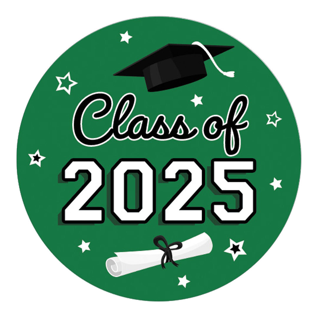 Graduation Class of 2025: Graduation Party Favors Circle Stickers for Envelopes, Bag Seals - 17 School Colors - 40 Stickers