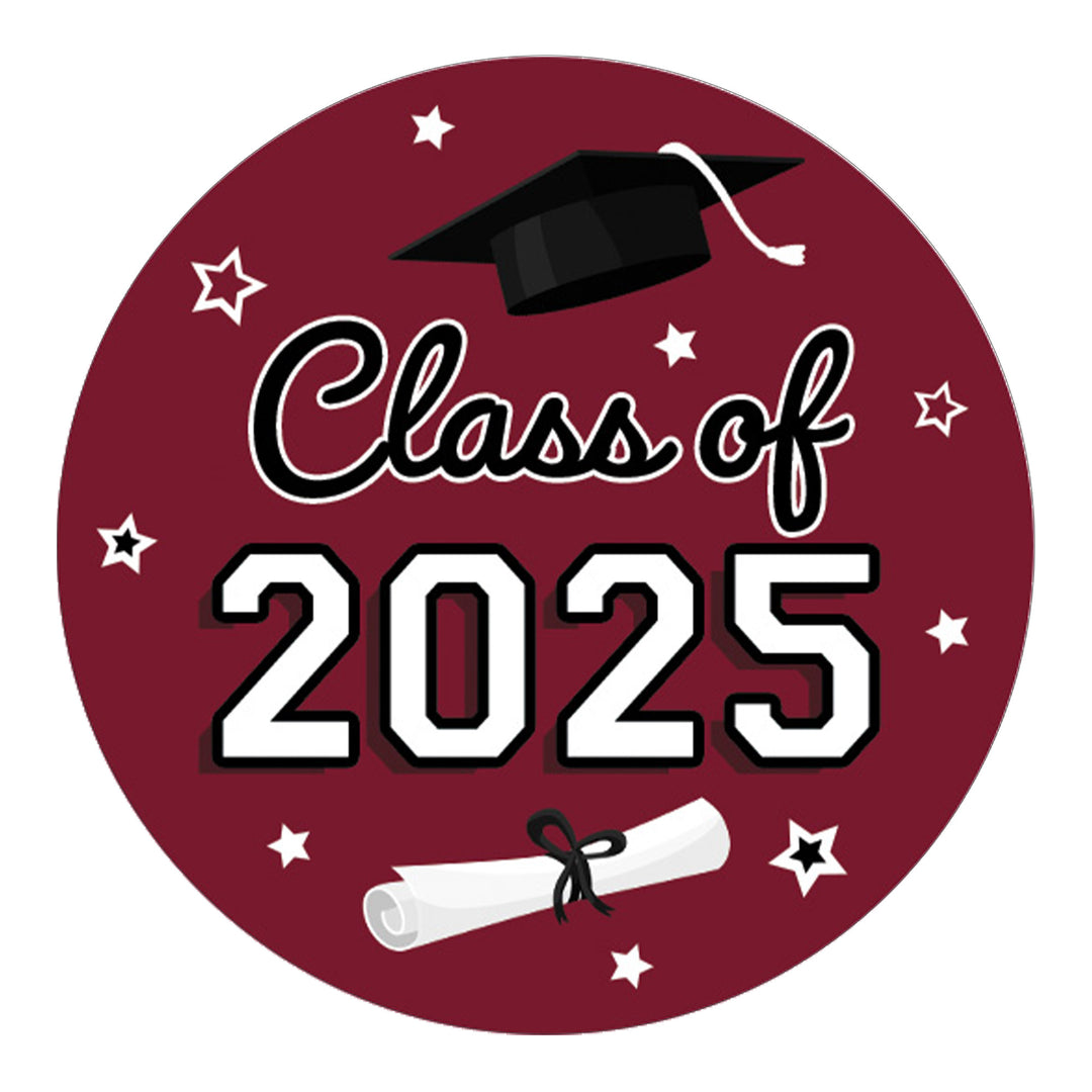 Graduation Class of 2025: Graduation Party Favors Circle Stickers for Envelopes, Bag Seals - 17 School Colors - 40 Stickers