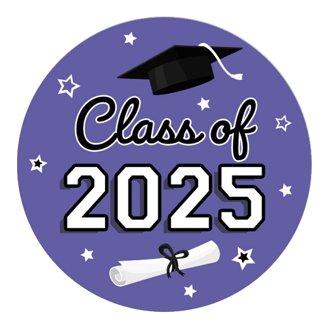 Graduation Class of 2025: Graduation Party Favors Circle Stickers for Envelopes, Bag Seals - 17 School Colors - 40 Stickers