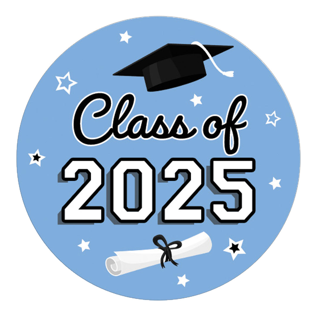 Graduation Class of 2025: Graduation Party Favors Circle Stickers for Envelopes, Bag Seals - 17 School Colors - 40 Stickers