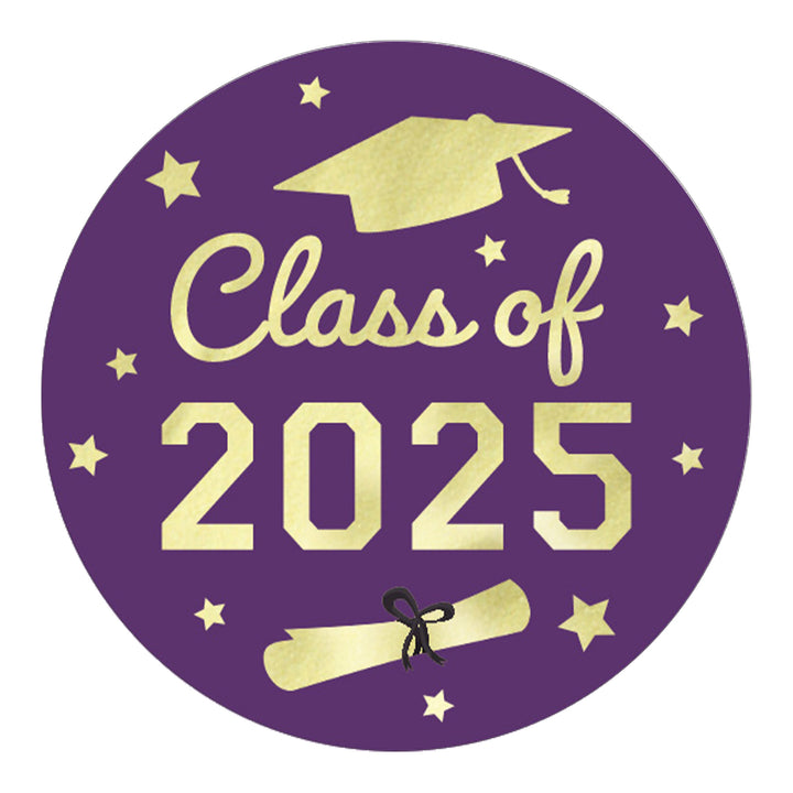 Graduation Class of 2025: Graduation Party Favors Circle Stickers for Envelopes, Bag Seals - 17 School Colors - 40 Stickers