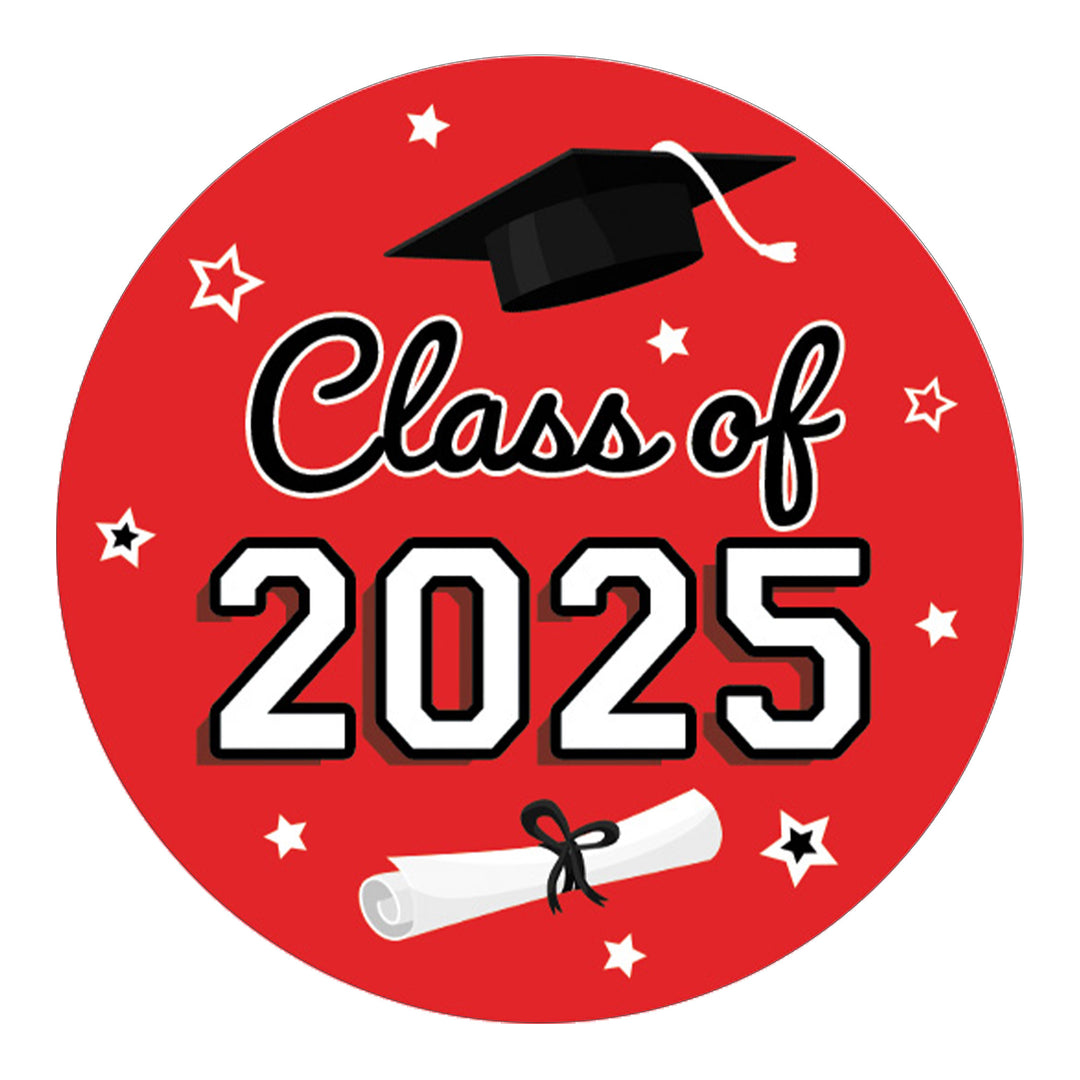 Graduation Class of 2025: Graduation Party Favors Circle Stickers for Envelopes, Bag Seals - 17 School Colors - 40 Stickers