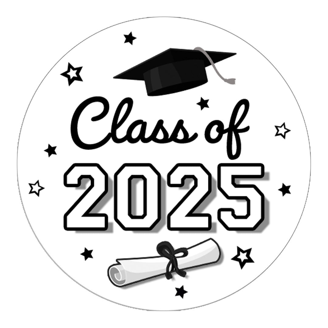 Graduation Class of 2025: Graduation Party Favors Circle Stickers for Envelopes, Bag Seals - 17 School Colors - 40 Stickers