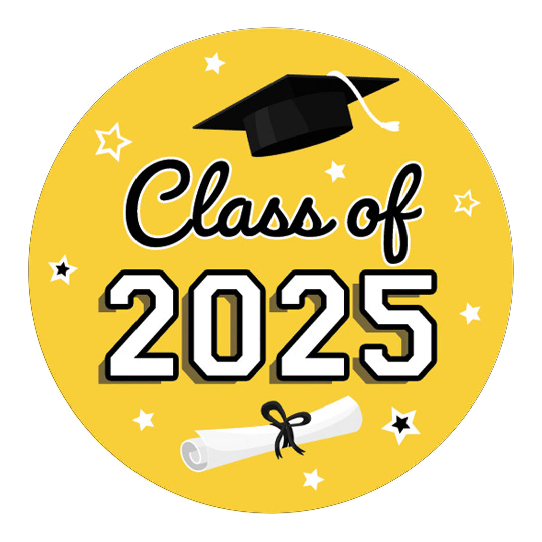 Graduation Class of 2025: Graduation Party Favors Circle Stickers for Envelopes, Bag Seals - 17 School Colors - 40 Stickers