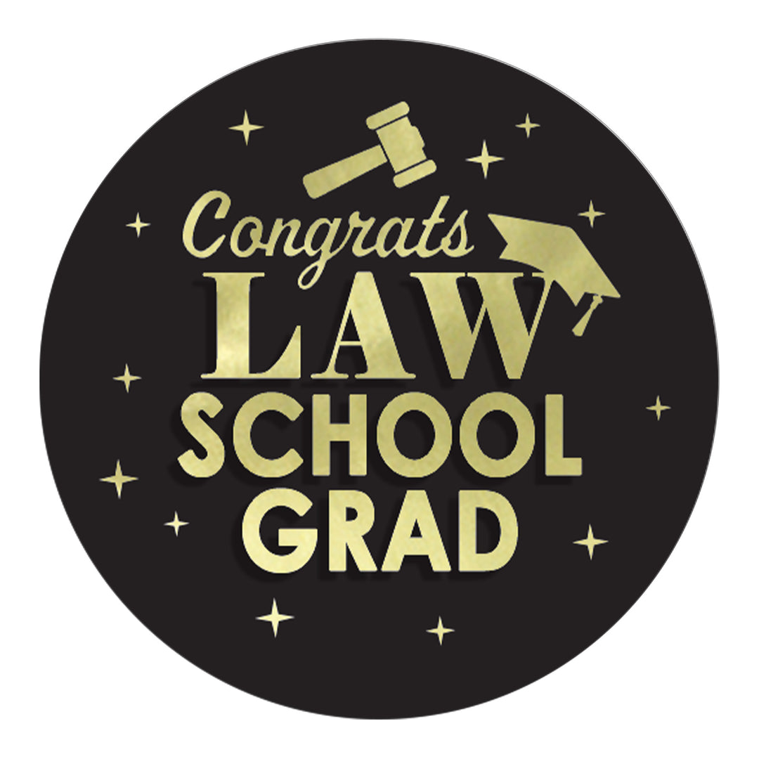 Graduation Class of 2025: Black and Gold Law School Graduation Party Favors Circle Stickers for Envelopes, Bag Seals - 40 Stickers