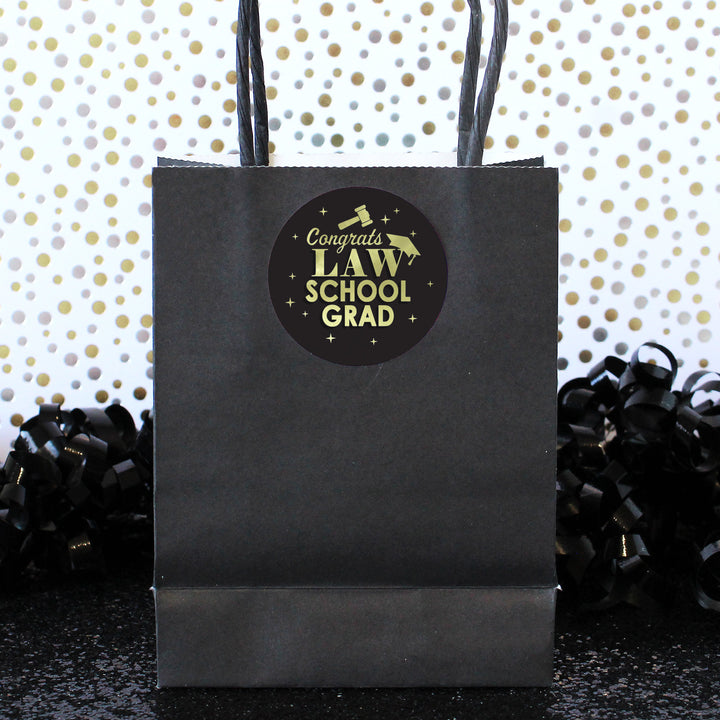 Graduation Class of 2025: Black and Gold Law School Graduation Party Favors Circle Stickers for Envelopes, Bag Seals - 40 Stickers