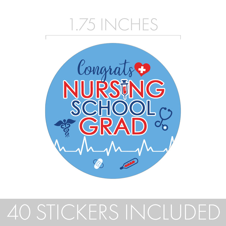 Graduation Class of 2025: Nursing School Graduation Party Favors Circle Stickers for Envelopes, Bag Seals - 40 Stickers