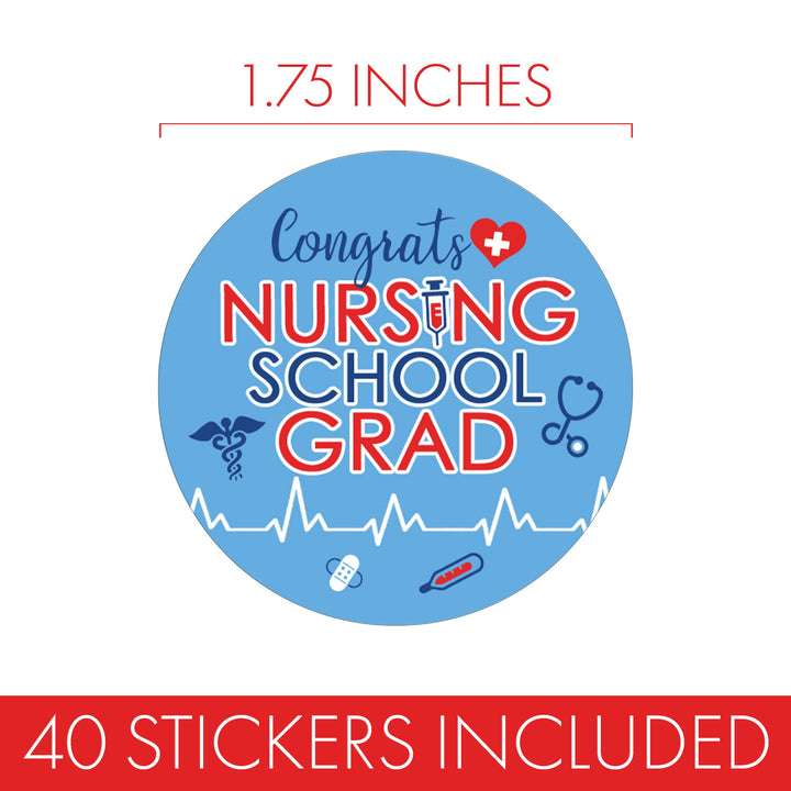 Graduation Class of 2025: Nursing School Graduation Party Favors Circle Stickers for Envelopes, Bag Seals - 40 Stickers