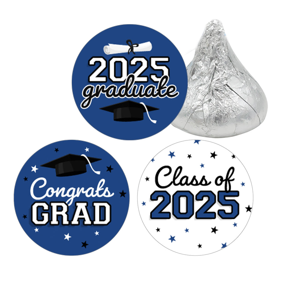 Graduation Class of 2025: Graduation Party Favors - Fits on Hershey® Kisses - 17 School Colors - 180 Stickers - Distinctivs Party