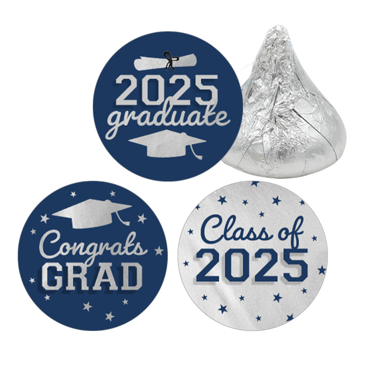 Graduation Class of 2025: Graduation Party Favors - Fits on Hershey® Kisses - 17 School Colors - 180 Stickers