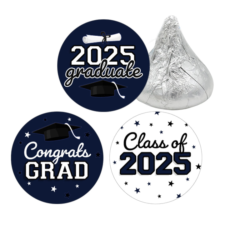 Graduation Class of 2025: Graduation Party Favors - Fits on Hershey® Kisses - 17 School Colors - 180 Stickers