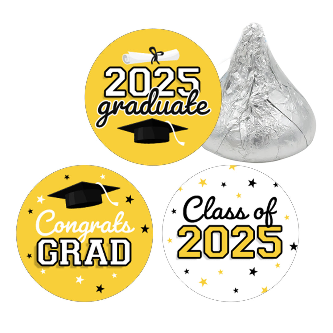 Graduation Class of 2025: Graduation Party Favors - Fits on Hershey® Kisses - 17 School Colors - 180 Stickers