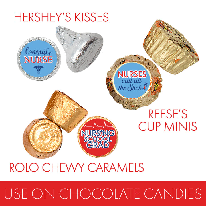 Graduation Class of 2025: Nursing School Graduation Party Favor Stickers - Fits on Hershey® Kisses - 180 Stickers