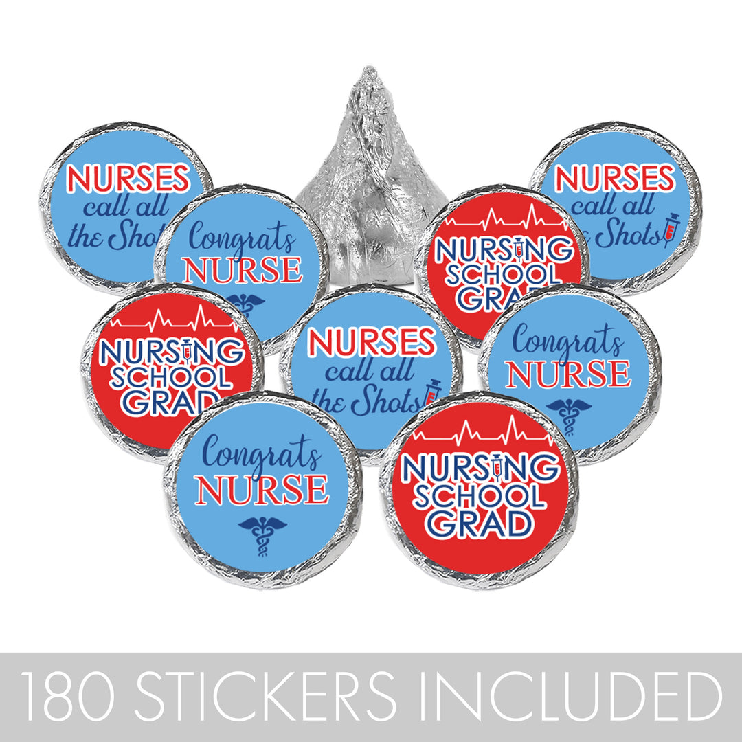 Graduation Class of 2025: Nursing School Graduation Party Favor Stickers - Fits on Hershey® Kisses - 180 Stickers