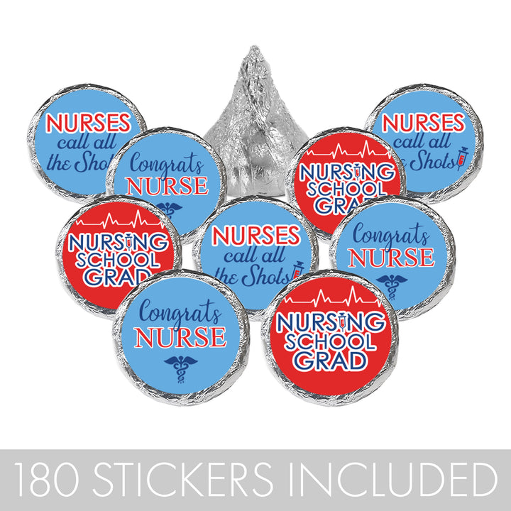 Graduation Class of 2025: Nursing School Graduation Party Favor Stickers - Fits on Hershey® Kisses - 180 Stickers