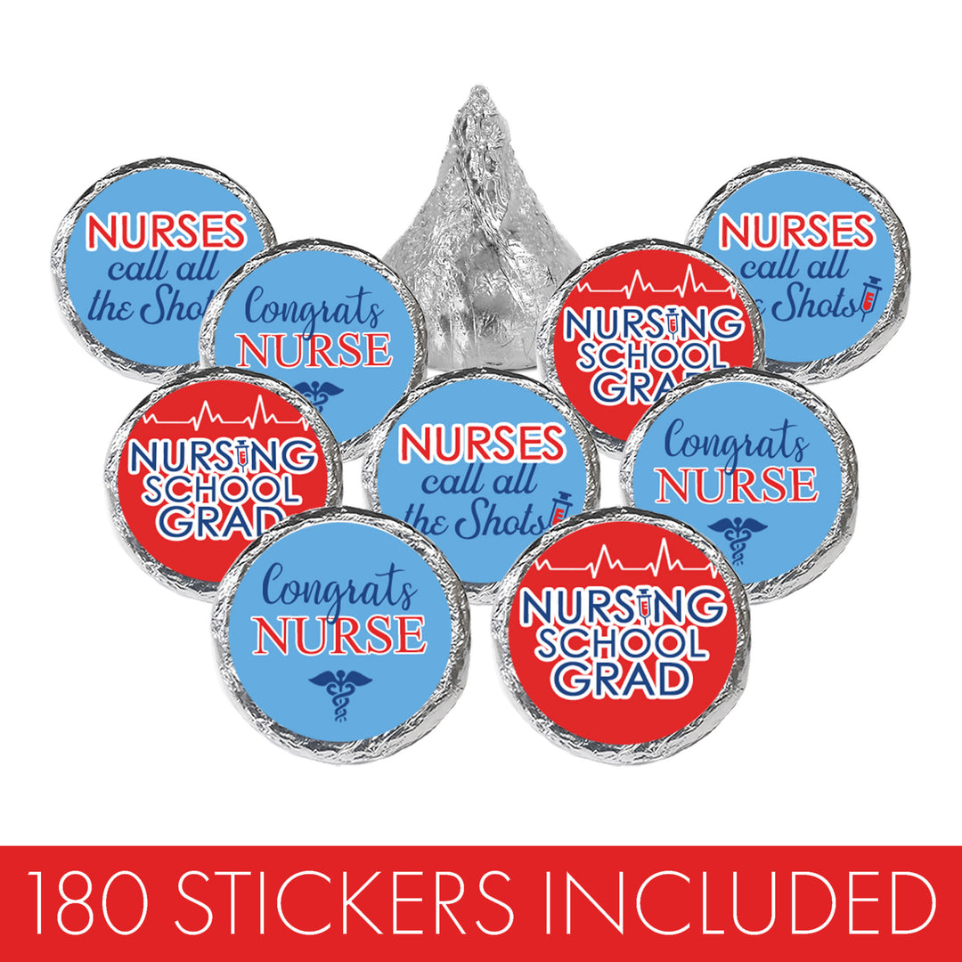 Graduation Class of 2025: Nursing School Graduation Party Favor Stickers - Fits on Hershey® Kisses - 180 Stickers