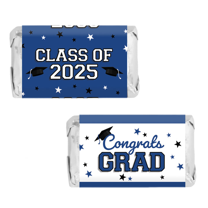 Graduation Class of 2025: Graduation Party Favors - Mini Chocolate Candy Bar Wrapper Labels - Fits on Hershey® Miniatures - 17 School Colors - 45 Stickers