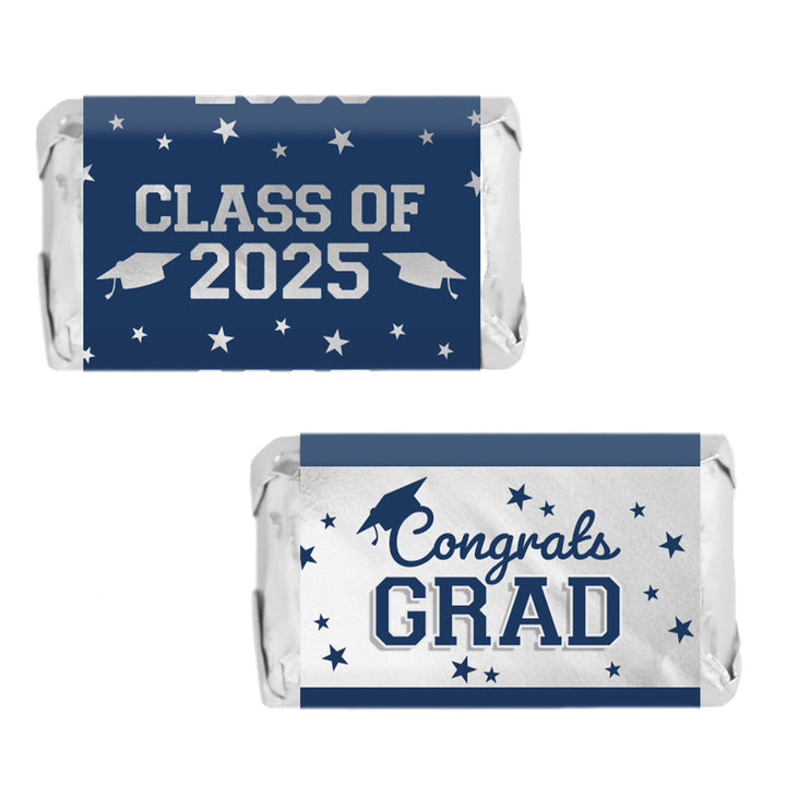 Graduation Class of 2025: Graduation Party Favors - Mini Chocolate Candy Bar Wrapper Labels - Fits on Hershey® Miniatures - 17 School Colors - 45 Stickers