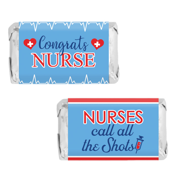 Graduation Class of 2025: Nursing School Graduation Party Favor Stickers -  Mini Chocolate Candy Bar Wrapper Labels - Fits on Hershey® Miniatures - 45 Stickers