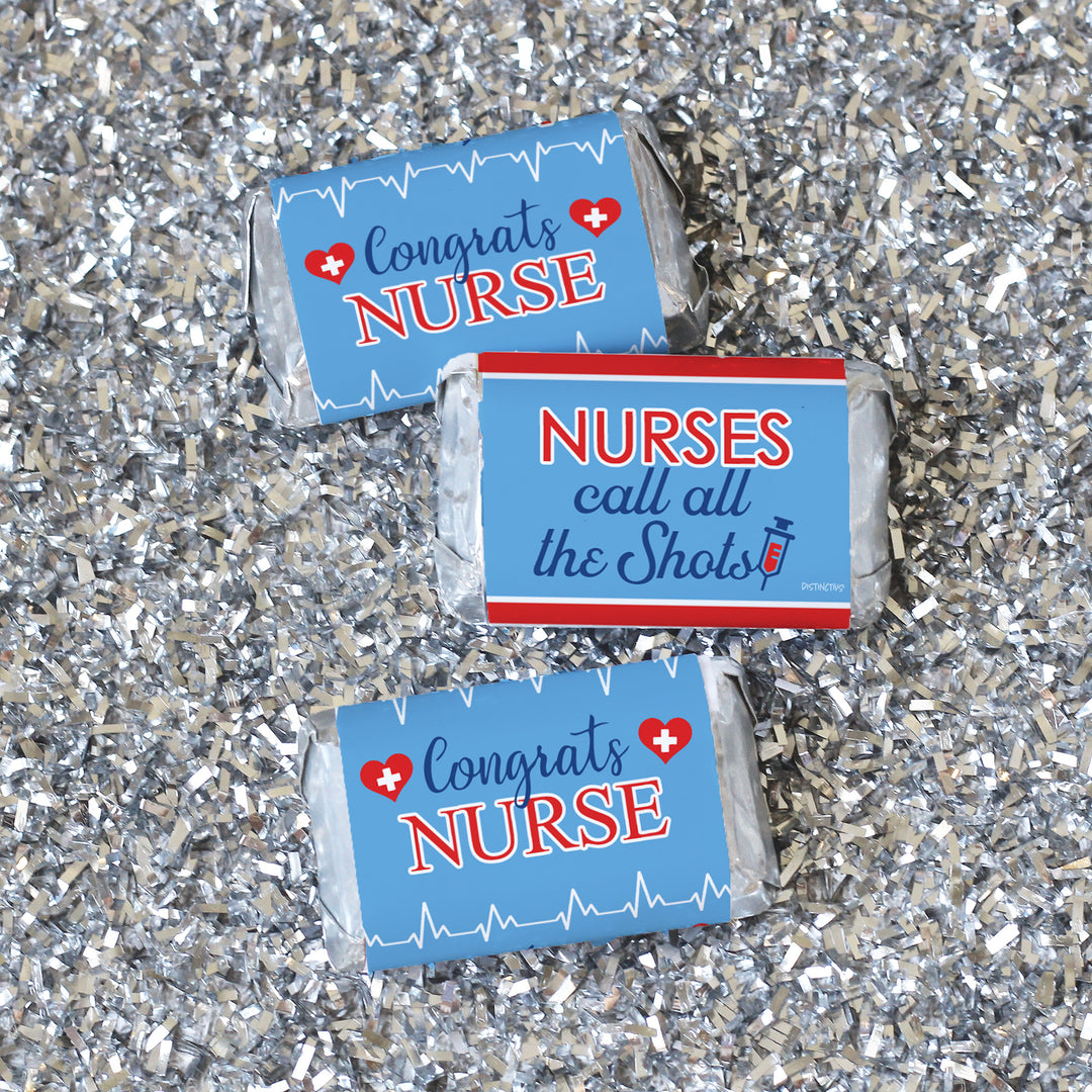 Graduation Class of 2025: Nursing School Graduation Party Favor Stickers -  Mini Chocolate Candy Bar Wrapper Labels - Fits on Hershey® Miniatures - 45 Stickers