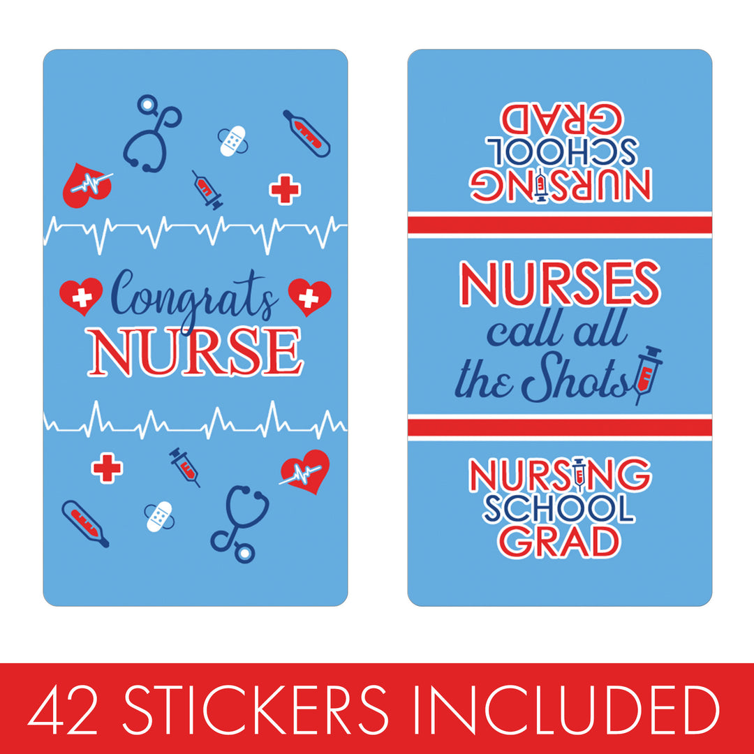Graduation Class of 2025: Nursing School Graduation Party Favor Stickers -  Mini Chocolate Candy Bar Wrapper Labels - Fits on Hershey® Miniatures - 42 Stickers