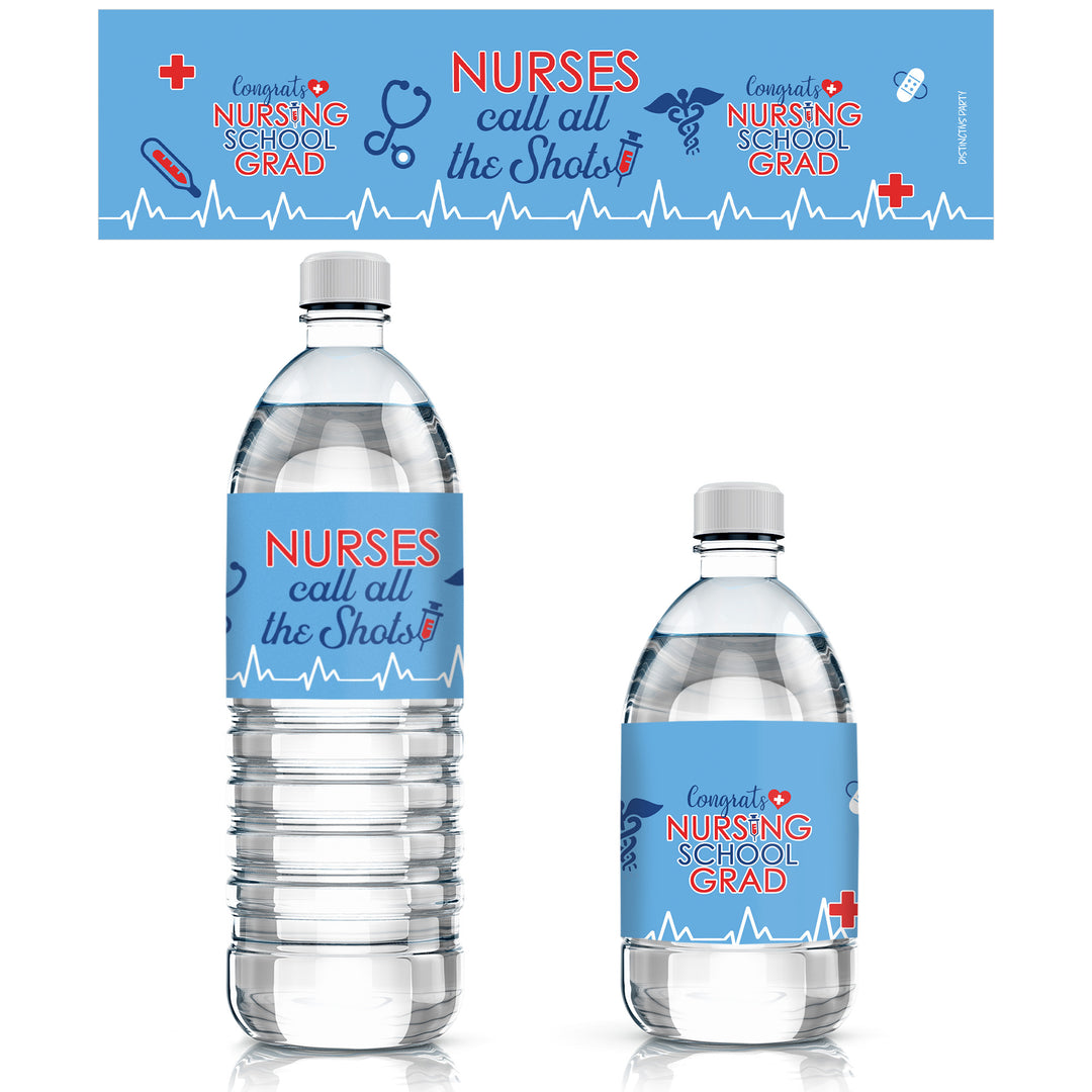 Graduation Class of 2025: Nursing School Graduation Party Favors - Water Bottle Labels  - 24 Waterproof Stickers