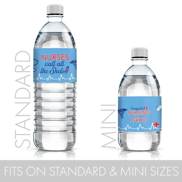 Graduation Class of 2025: Nursing School Graduation Party Favors - Water Bottle Labels  - 24 Waterproof Stickers