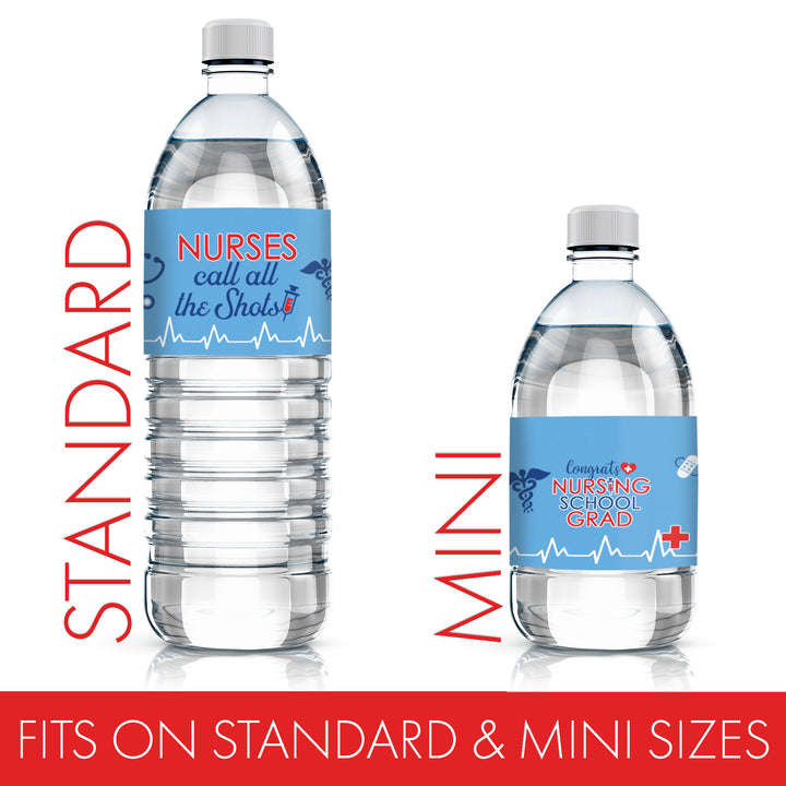 Graduation Class of 2025: Nursing School Graduation Party Favors - Water Bottle Labels  - 24 Waterproof Stickers