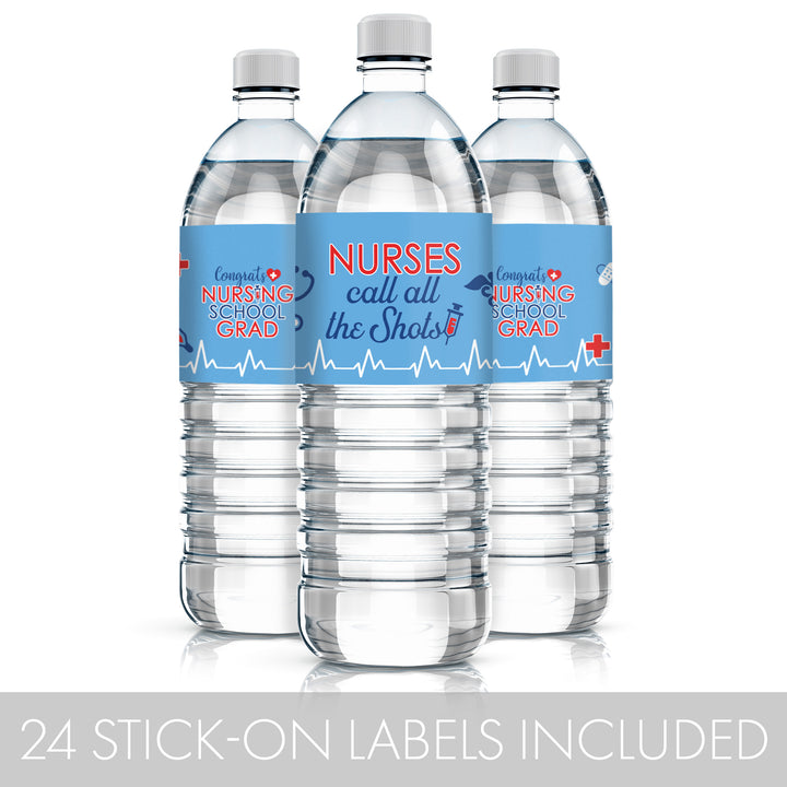 Graduation Class of 2025: Nursing School Graduation Party Favors - Water Bottle Labels  - 24 Waterproof Stickers