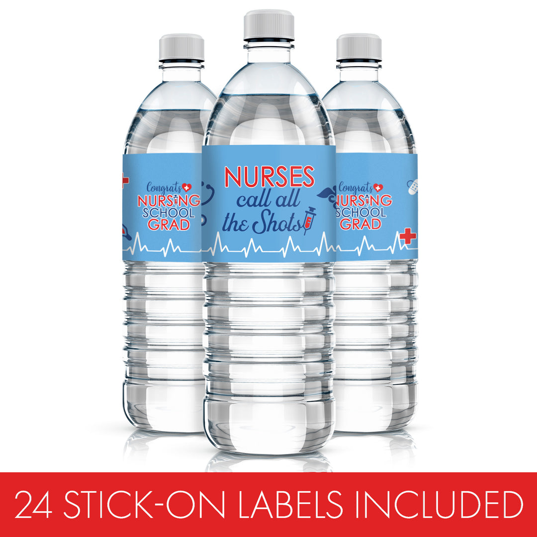 Graduation Class of 2025: Nursing School Graduation Party Favors - Water Bottle Labels  - 24 Waterproof Stickers