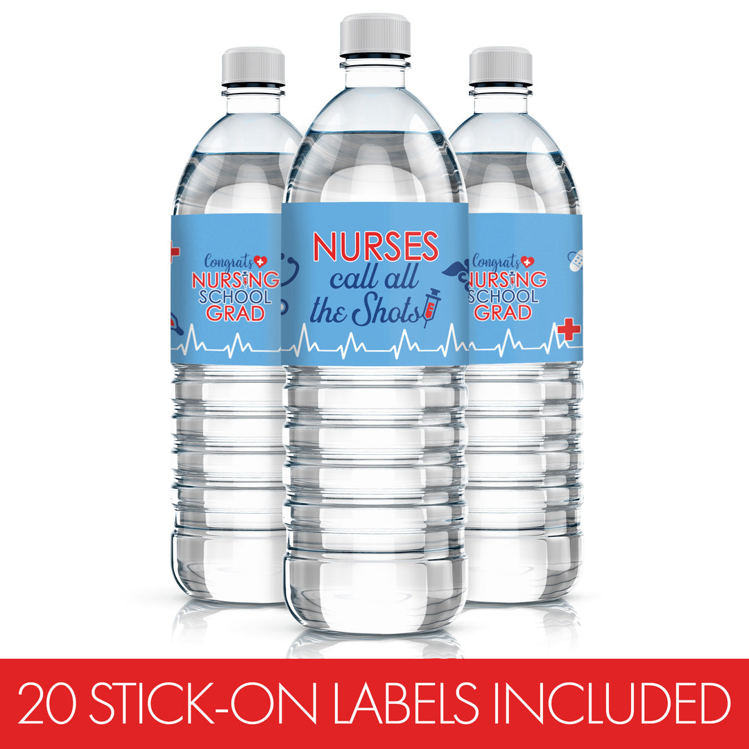 Graduation Class of 2025: Nursing School Graduation Party Favors - Water Bottle Labels  - 20 Waterproof Stickers