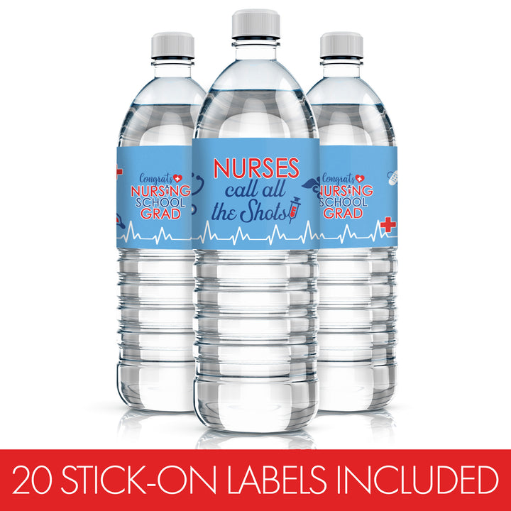 Graduation Class of 2025: Nursing School Graduation Party Favors - Water Bottle Labels  - 20 Waterproof Stickers