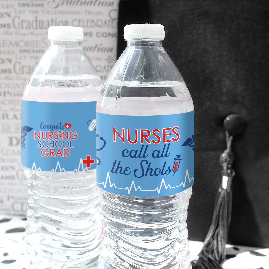 Graduation Class of 2025: Nursing School Graduation Party Favors - Water Bottle Labels  - 24 Waterproof Stickers