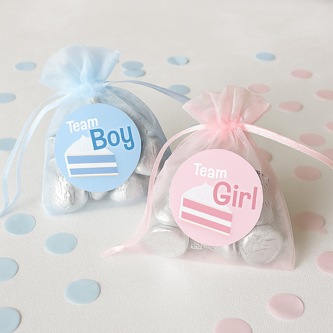 Cake Slice: Gender Reveal Party - Girl or Boy - 40 Stickers