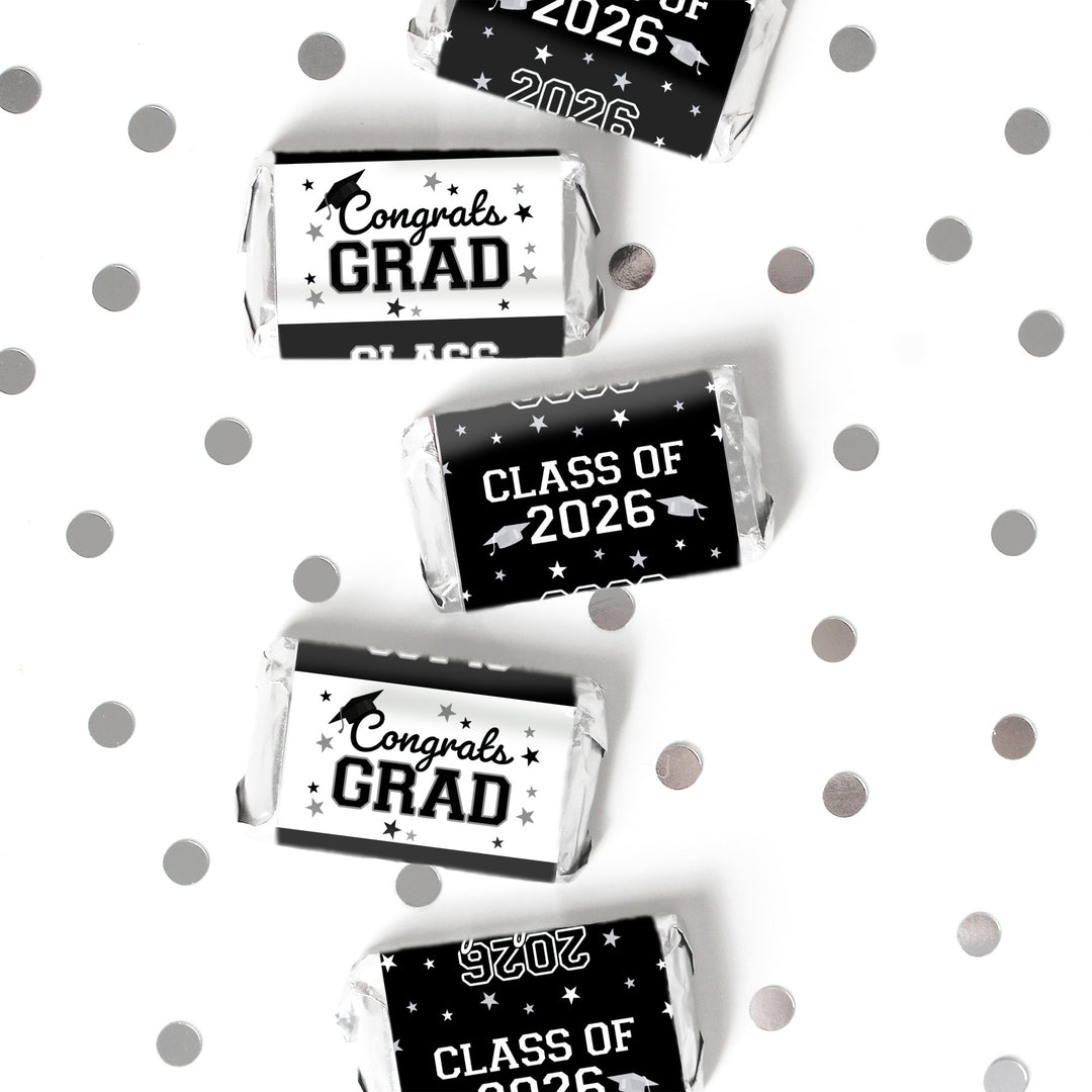 Graduation Candy Wrapper Stickers Class of 2026 – Mini Chocolate Bar Party Favors (42 Count)