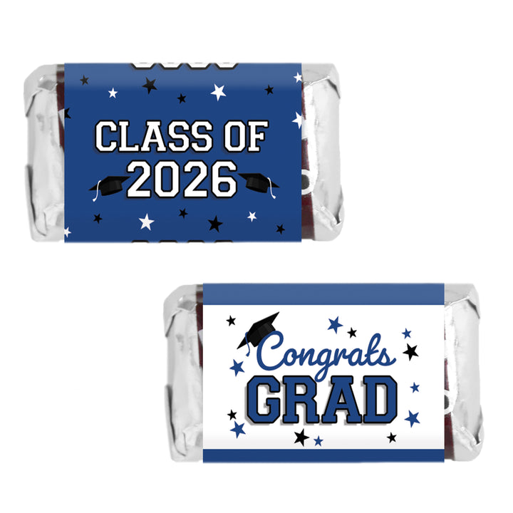 Graduation Candy Wrapper Stickers Class of 2026 – Mini Chocolate Bar Party Favors (42 Count)