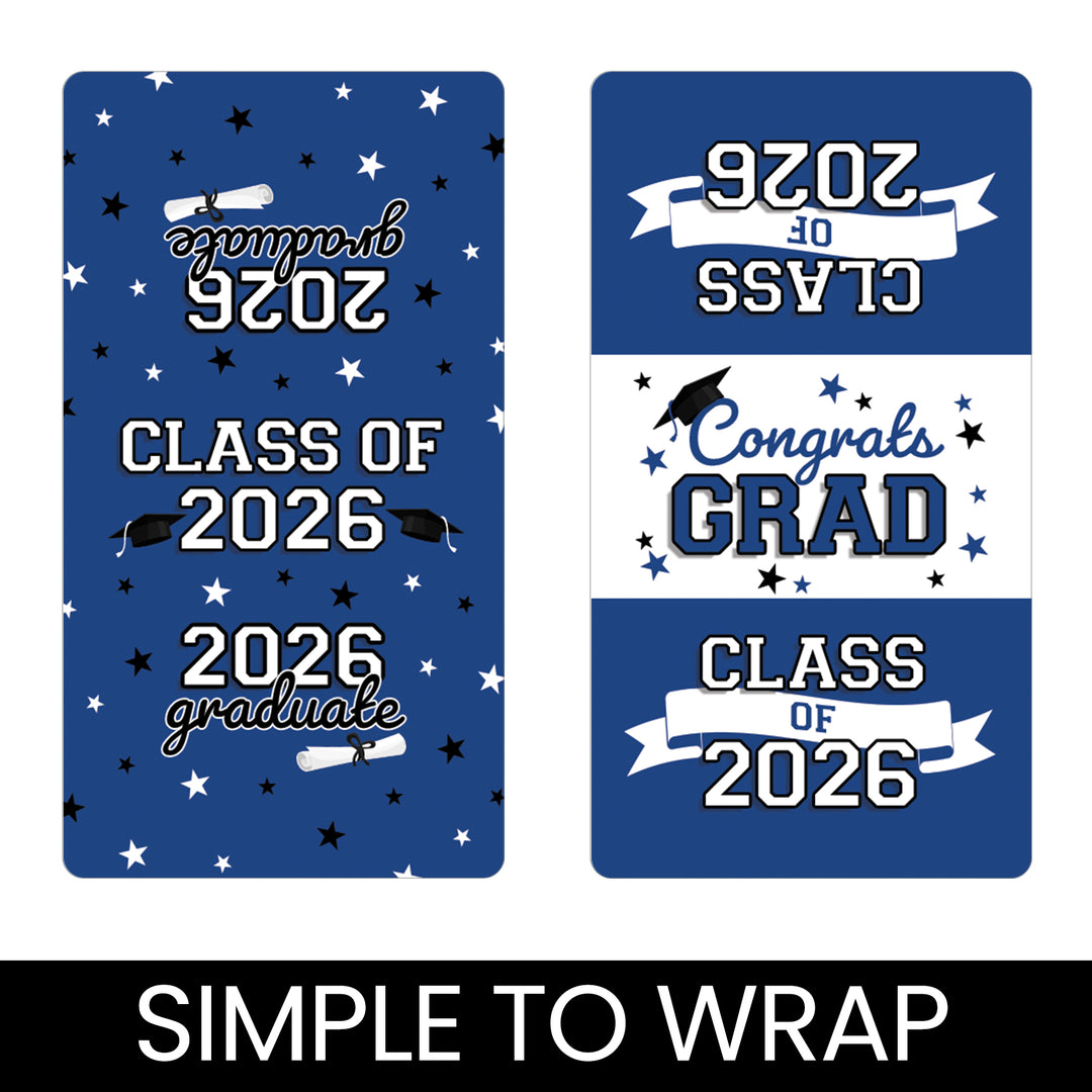 Graduation Candy Wrapper Stickers Class of 2026 – Mini Chocolate Bar Party Favors (42 Count)