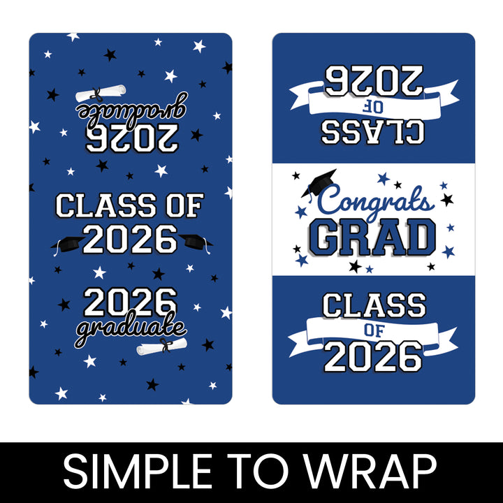 Graduation Candy Wrapper Stickers Class of 2026 – Mini Chocolate Bar Party Favors (42 Count)