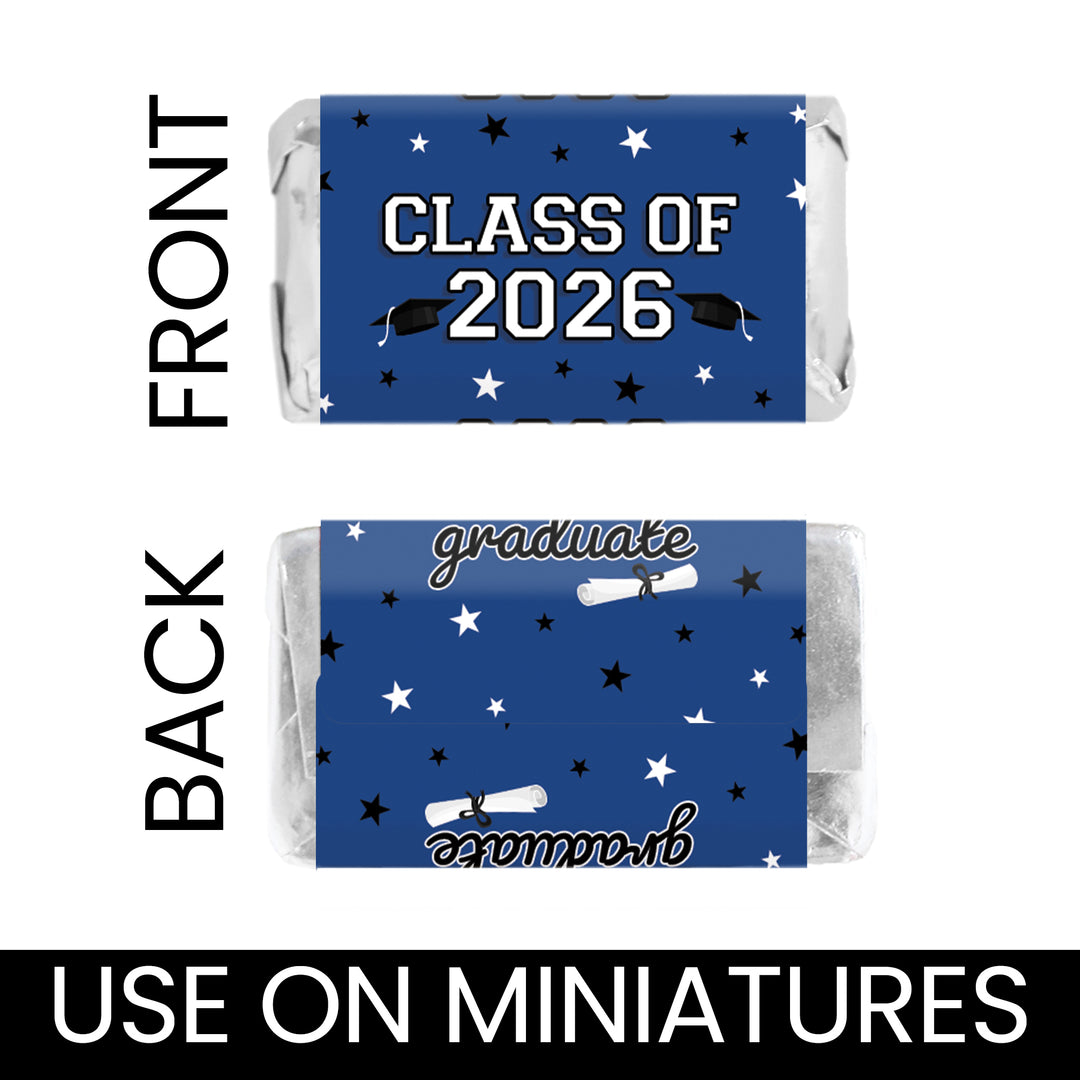 Graduation Candy Wrapper Stickers Class of 2026 – Mini Chocolate Bar Party Favors (42 Count)