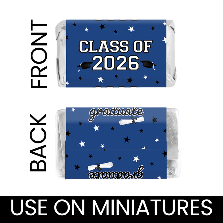 Graduation Candy Wrapper Stickers Class of 2026 – Mini Chocolate Bar Party Favors (42 Count)