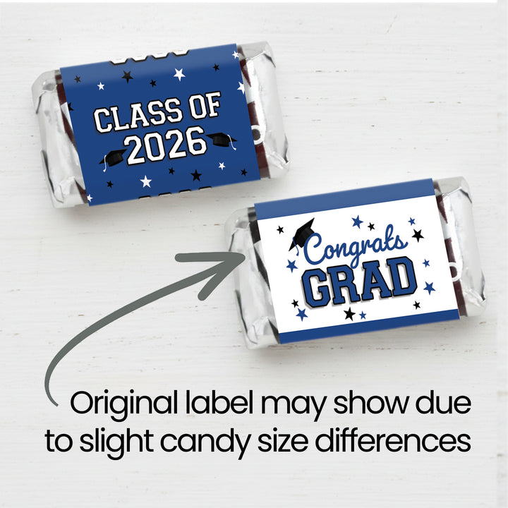 Graduation Candy Wrapper Stickers Class of 2026 – Mini Chocolate Bar Party Favors (42 Count)