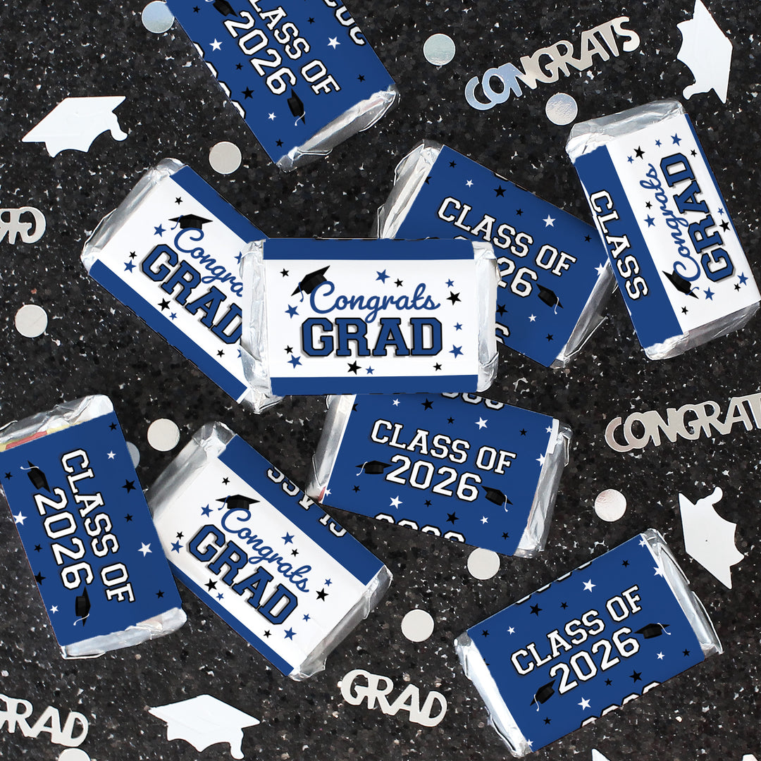Graduation Candy Wrapper Stickers Class of 2026 – Mini Chocolate Bar Party Favors (42 Count)