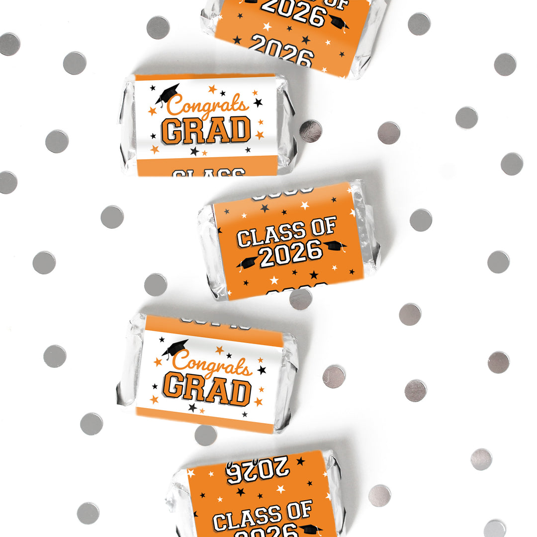 Graduation Candy Wrapper Stickers Class of 2026 – Mini Chocolate Bar Party Favors (42 Count)