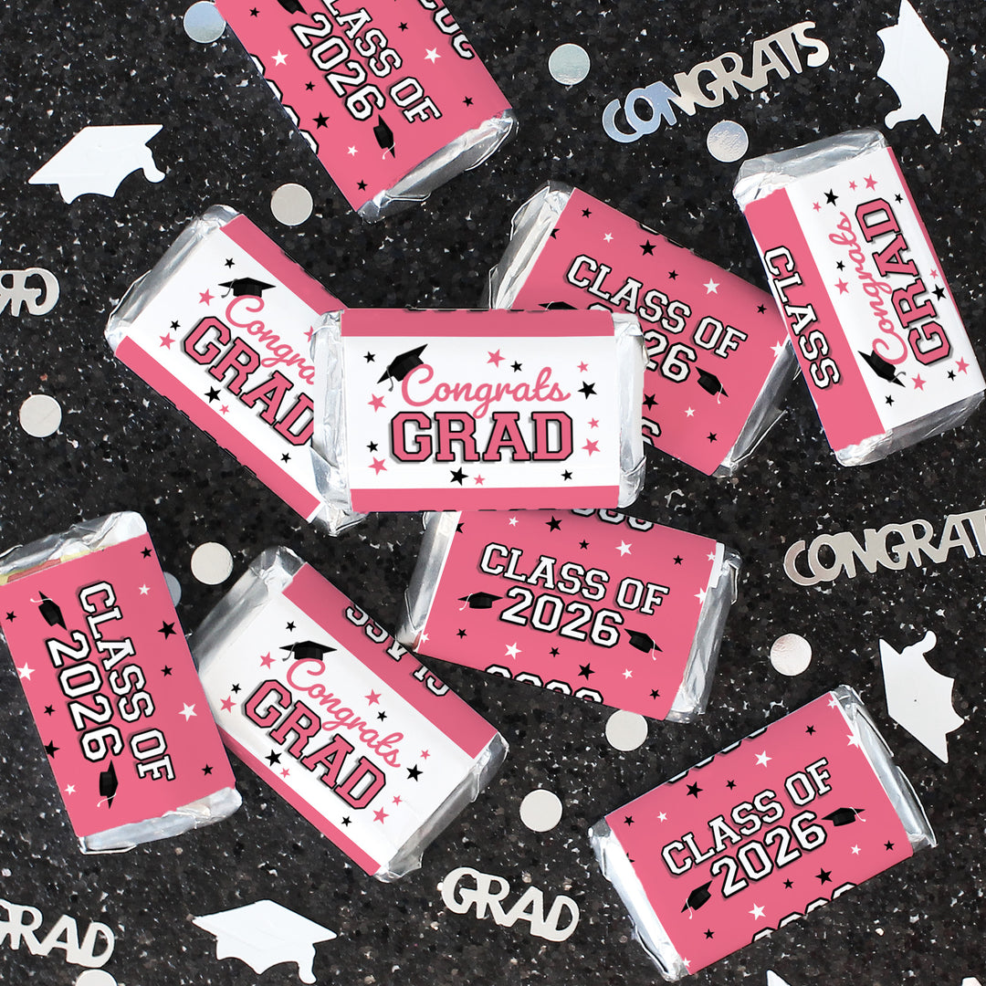 Graduation Candy Wrapper Stickers Class of 2026 – Mini Chocolate Bar Party Favors (42 Count)