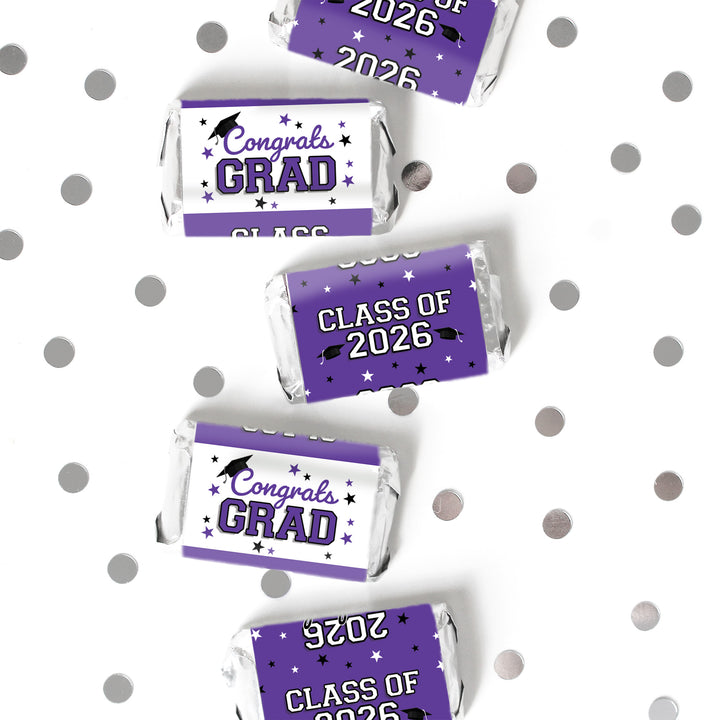 Graduation Candy Wrapper Stickers Class of 2026 – Mini Chocolate Bar Party Favors (42 Count)
