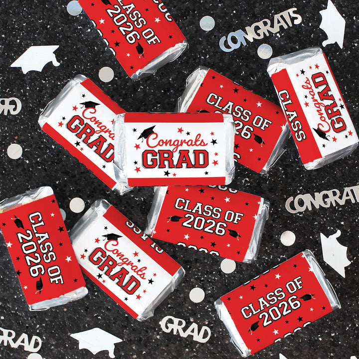 Graduation Candy Wrapper Stickers Class of 2026 – Mini Chocolate Bar Party Favors (42 Count)