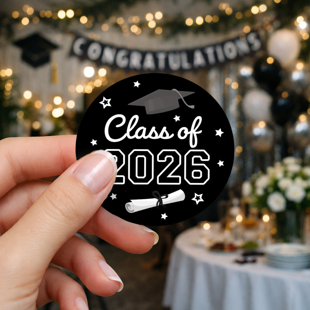 Class of 2026 Graduation Party Favor Stickers – 1.75” Round Labels (40 Count)